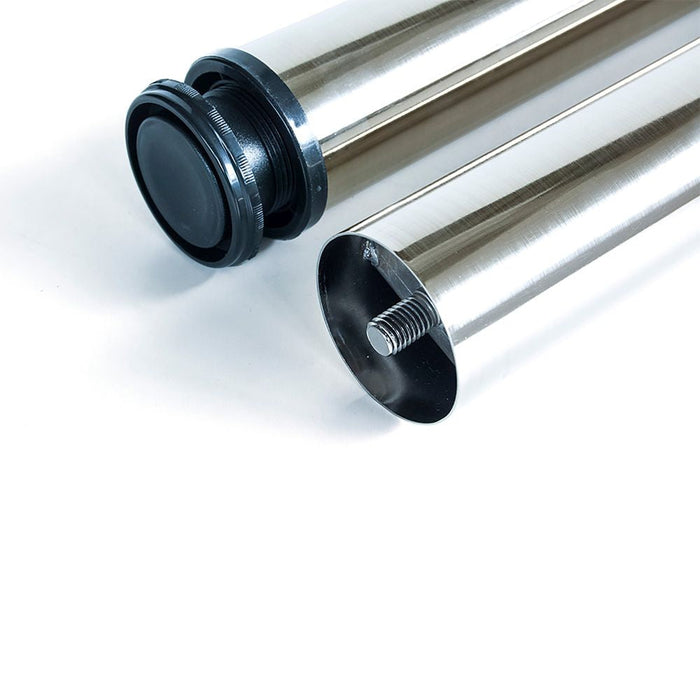 Lot von 4 Tischbeine, Durchmesser 60mm, H 830mm, Stahl, Nickel satiniert