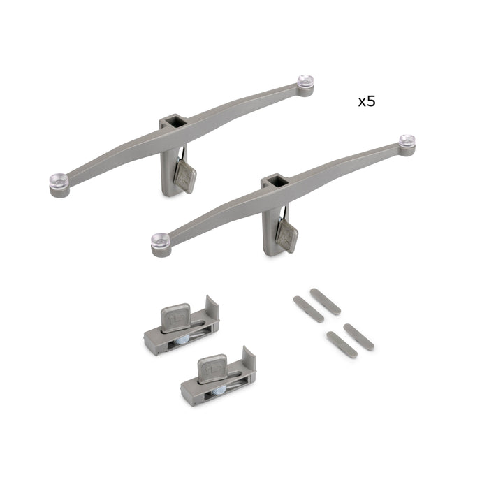 Emuca Satz von 5 Glasböden die Struktur Zero, ohne Glas, Zamak, Steingrau lackiert