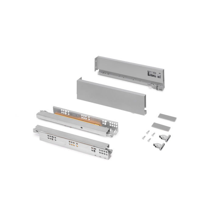 Emuca | Aussenschublade Vertex 40Kg H 93mm, 350mm tief, Stahl, Grau lackiert