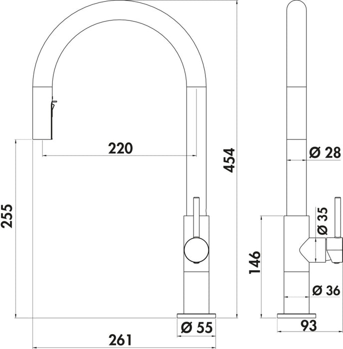 Naber Barella, Spültischarmatur, schwarz matt, Hochdruck