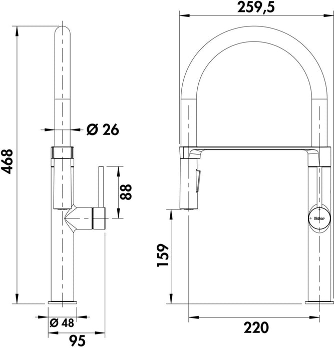 Naber Vireo 6, Spültischarmatur, schwarz matt, Hochdruck