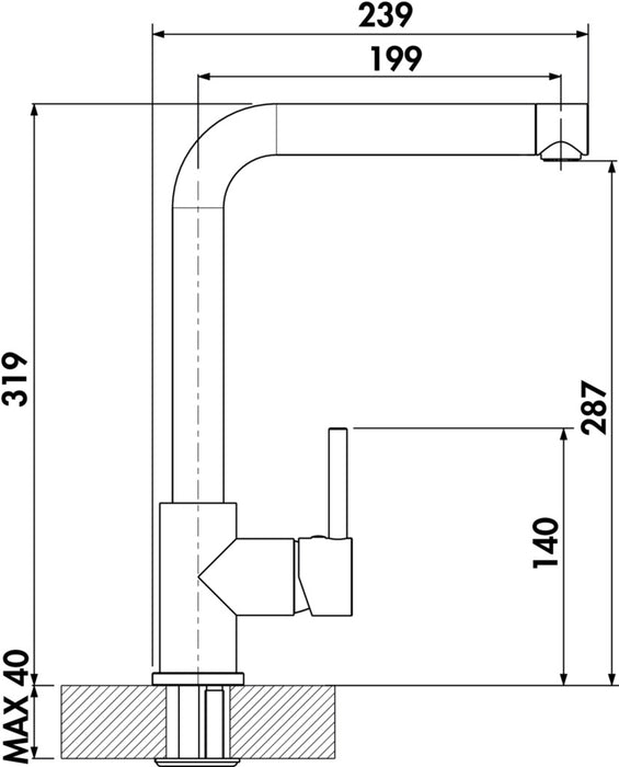 Naber | LINEA Arco 1, Spültischarmatur, schwarz matt, Niederdruck