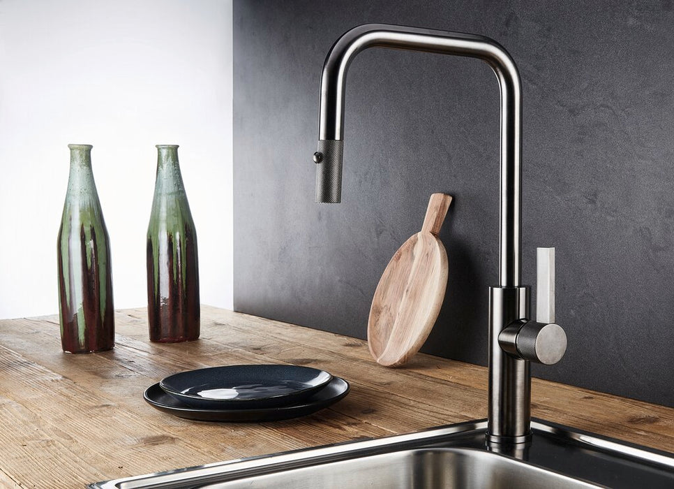 Naber Lunaris, Spültischarmatur, brushed black-nickel, Hochdruck