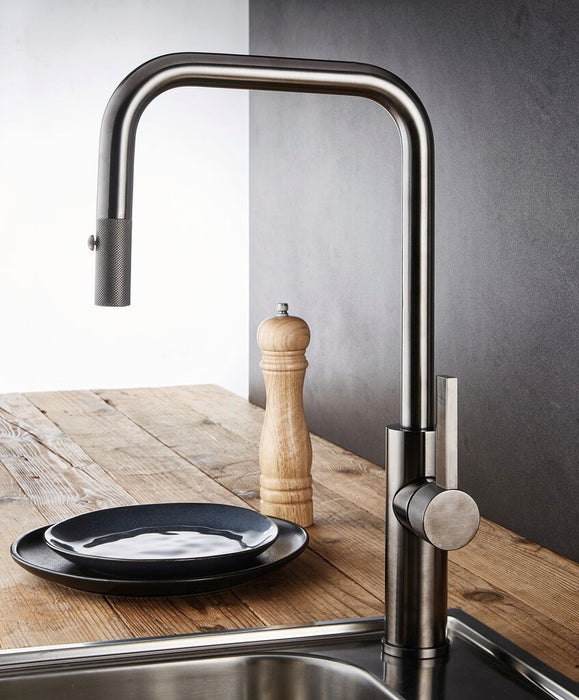 Naber Lunaris, Spültischarmatur, brushed black-nickel, Hochdruck