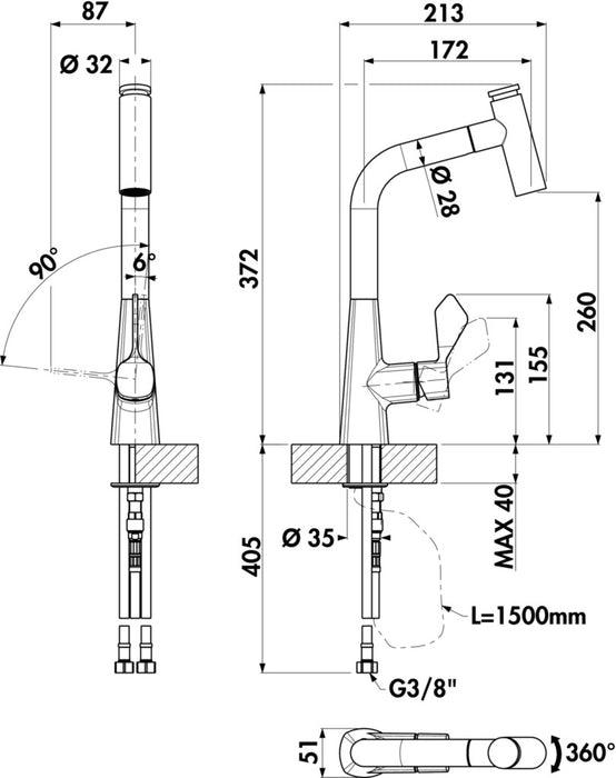 Naber | Umore 2 | Einhebelmischer | schwarz matt | Hochdruck