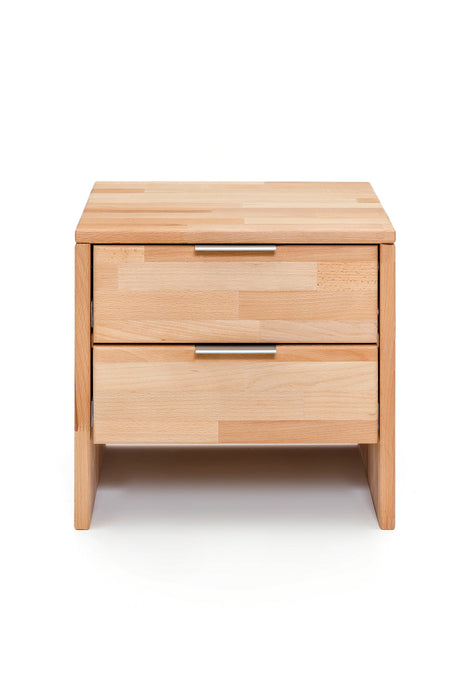 WOODLIVE | Nick | Nachttisch Massivholz | Buche & Eiche | Natur & Weiß