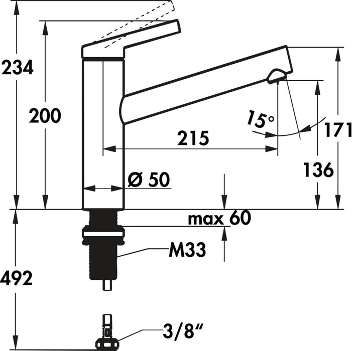 Naber Fit 1, Spültischarmatur, schwarz matt, Hochdruck