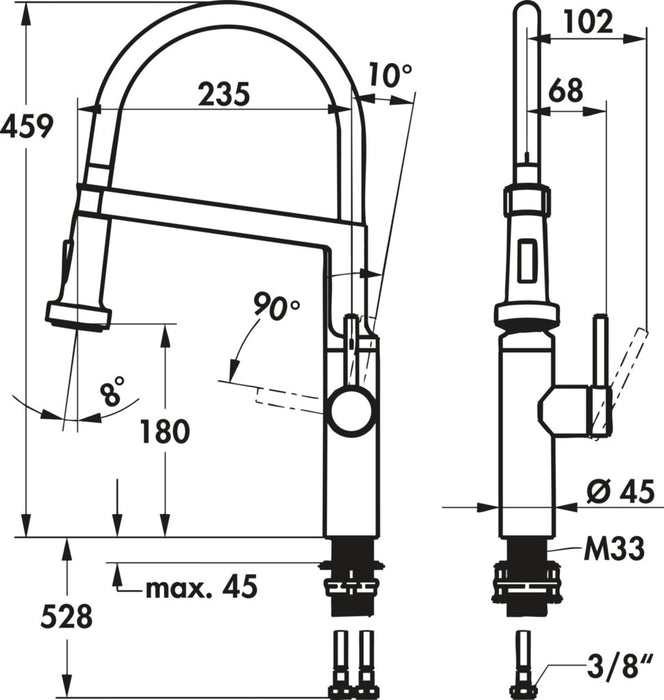 Naber Bistro E, Spültischarmatur, Edelstahl, Hochdruck