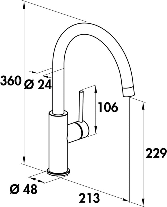Naber | SERVIZIO Namor® 5 Fensterarmatur, Spültischarmatur, schwarz matt, Hochdruck