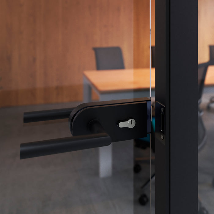 Schloss Glastür Holzrahmen, Zylinder Schlüssel, Glastür 8-12mm, Stahl Aluminium, schwarz lackiert