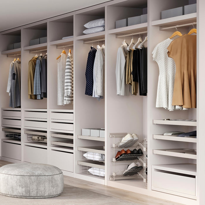 Emuca Satz von 2 x 1,15 m langen Luxe-Garderobenstangen Halterungen, Aluminium Kunststoff, Steingrau lackiert