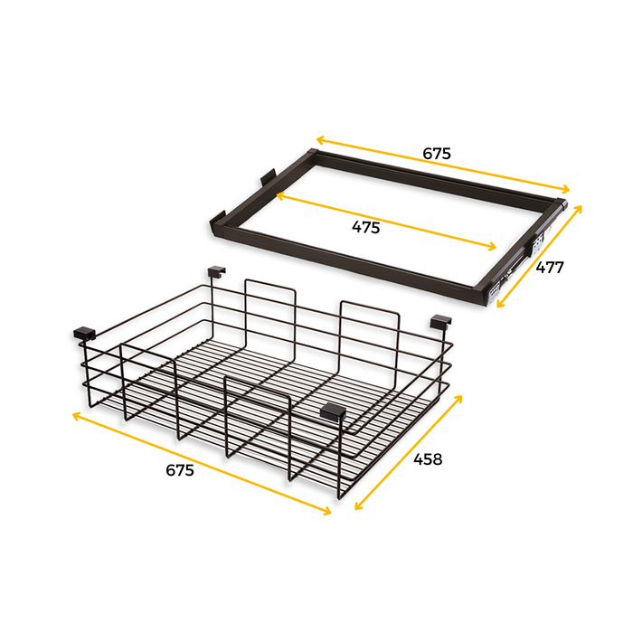 Set aus Drahtkorb Schieberahmen Mokkaschränke, sanftes Schliessen, verstellbar, 800mm Modul, Stahl Aluminium, Farbe moka