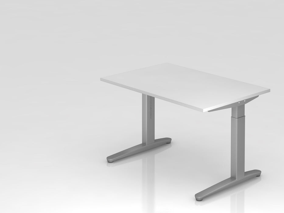 Hammerbacher | Schreibtisch C-Fuß 120x80cm Weiß / Silber