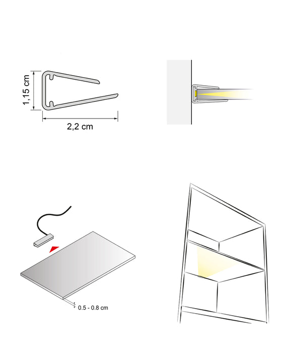 Hometrend | DUO LED VA 5xCLIPS-CW+1xTRAFO-FUßSCHALTER