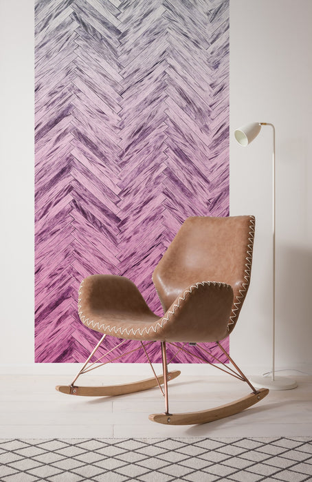 Digitaldruck Vlies Fototapete | Herringbone Pink Panel | 100 x 250 cm