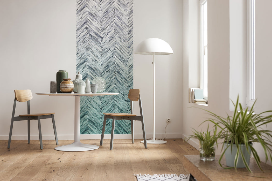 Digitaldruck Vlies Fototapete | Herringbone Mint Panel | 100 x 250 cm