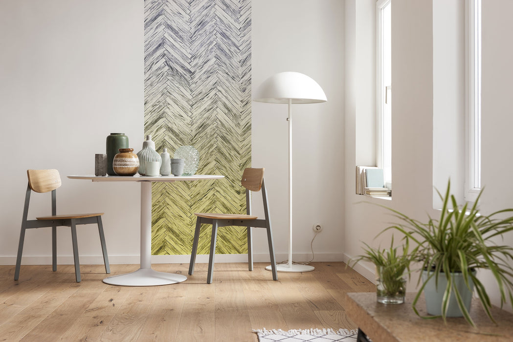 Digitaldruck Vlies Fototapete | Herringbone Yellow Panel | 100 x 250 cm