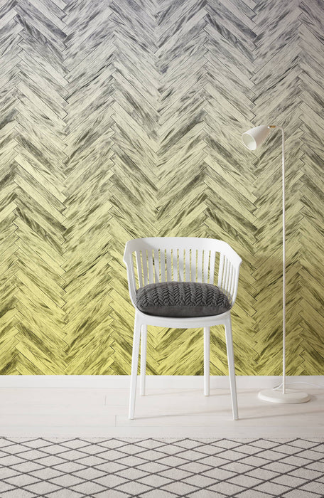 Digitaldruck Vlies Fototapete | Herringbone Yellow | 400 x 250 cm