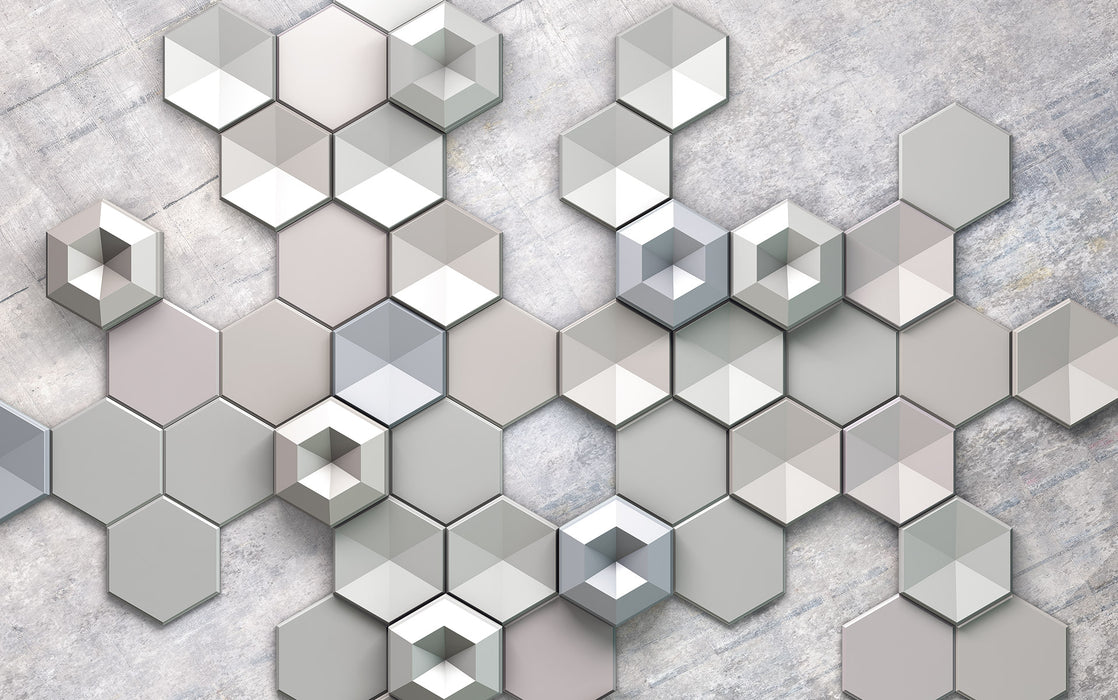 Digitaldruck Vlies Fototapete | Hexagon Concrete | 400 x 250 cm