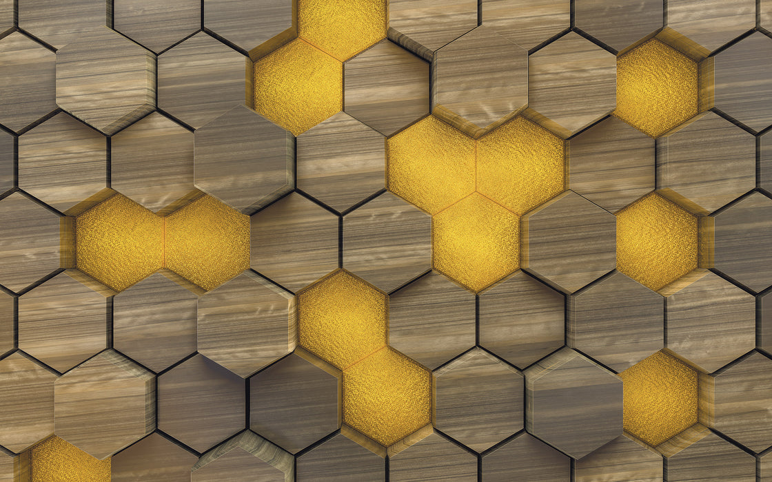 Digitaldruck Vlies Fototapete | Woodcomb Olive | 400 x 250 cm