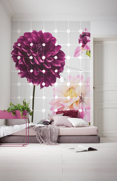 Digitaldruck Vlies Fototapete | Flowers & Dots | 200 x 250 cm
