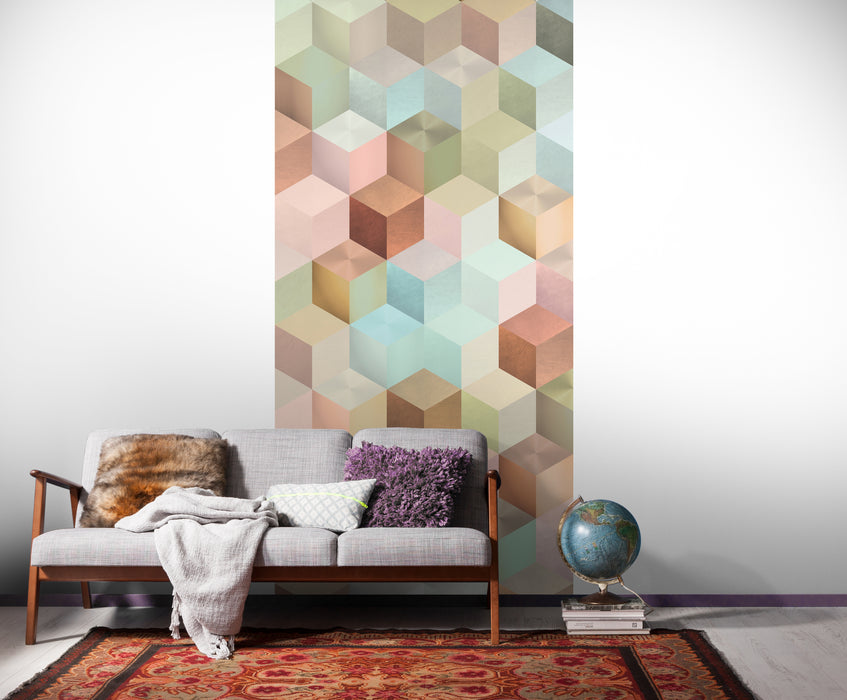 Digitaldruck Vlies Fototapete | Cubes Panel | 100 x 250 cm