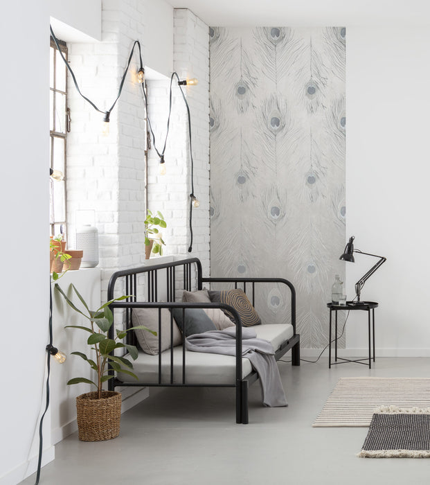 Komar NEU | Digitaldruck Vlies Fototapete - Pfauenfedern - Größe 100 x 250 cm