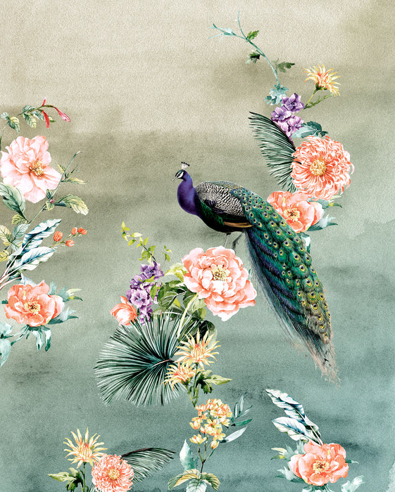 Komar NEU | Digitaldruck Vlies Fototapete - Pfau - Größe 200 x 250 cm