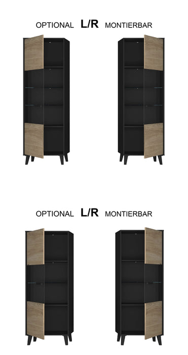 Hometrend | ARTONA VC Wohnkombination | 4-teilig | Dekor Artisan Eiche / Schwarz