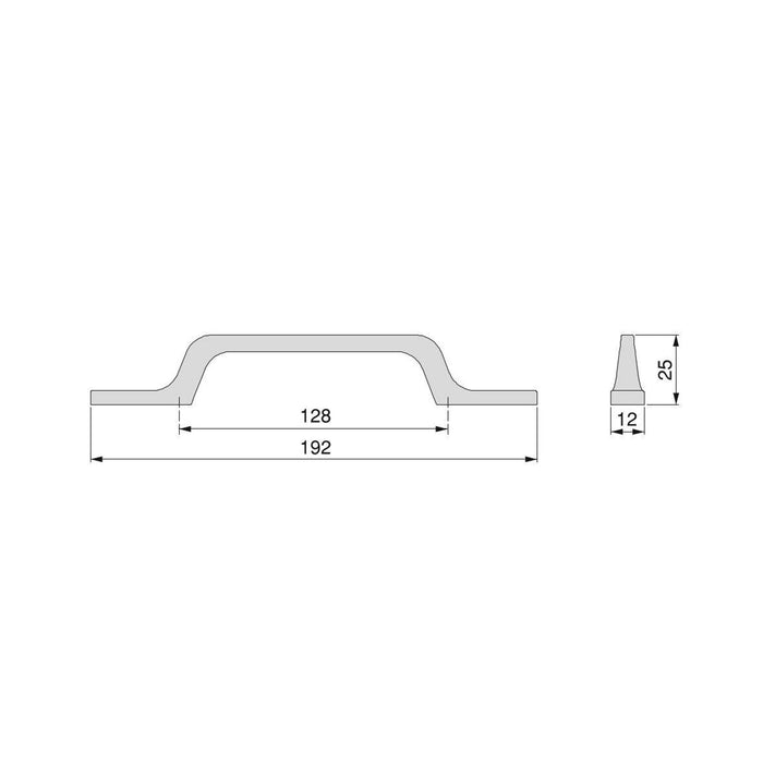 Lot von 25 Möbelgriffe Osaka, L192mm, 128mm Achsenabstand, Aluminium, Dunkelgrau