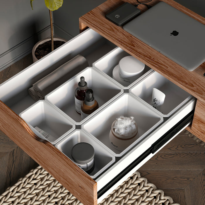 Emuca AUSLAUF | Lot 4 Schubladenorganisatoren Tidy Badezimmerschublade, Kunststoff, weiss