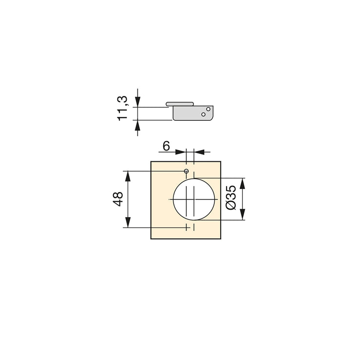 Kit von 10 Topfscharniere X91 90 Grad Winkel Schließautomatik Kreuzmontageplatten zum Schrauben, H 0, Stahl, Vernickelt