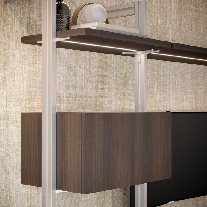 Satz von 2 Zero Rahmen Beschlägen Profilen Boden- Wandmontage Nivellierer, Aluminium Zamak, Steingrau