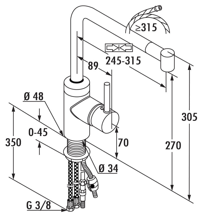 Naber | L-INE 4 | Einhebelmischer | chrom | Hochdruck