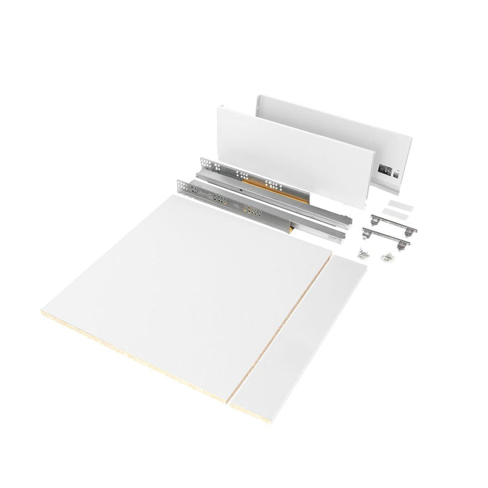 Schubladegarnitur Vertex Küche oder Badezimmer, H 178 mm, Einlegeböden, Modul 600 mm, Weiß lackiert