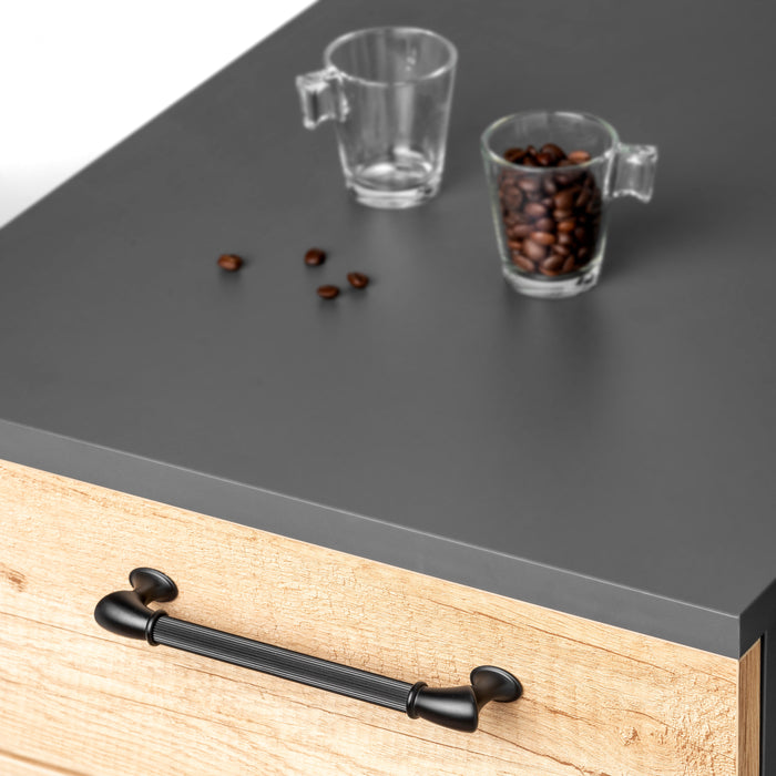 Emuca | Lot von 20 Möbelgriffe Suez, L184mm, 160mm Achsenabstand, Aluminium, Schwarz lackiert