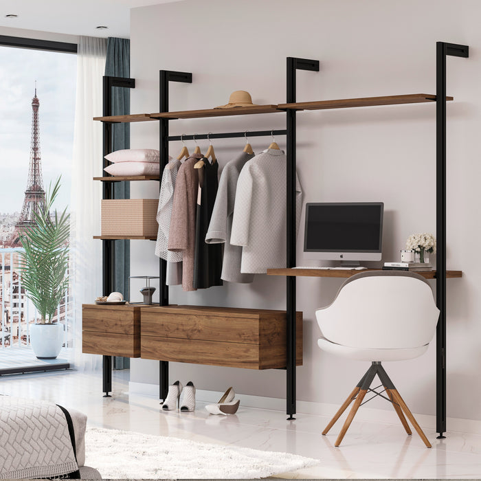 Emuca Satz von 3 Zero Rahmen Beschlägen Profilen Boden- Wandmontage rechteckiger Nivellierung, Aluminium Zamak, Schwarz strukturiert