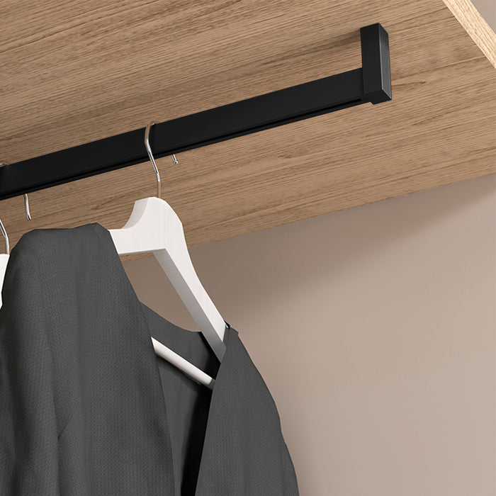 Emuca Satz von 2 x 0,75 m langen Luxe-Garderobenstangen Halterungen, Aluminium Kunststoff, Tiefschwarz lackiert, texturiert