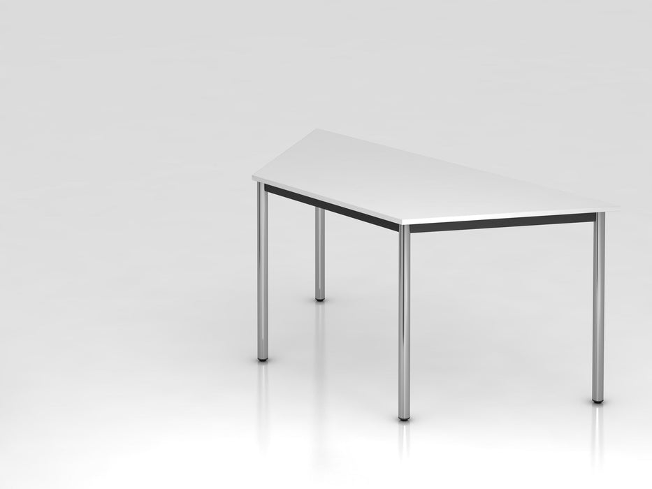 Hammerbacher | Trapeztisch Rundfuß 160x69cm Weiß / Chrom