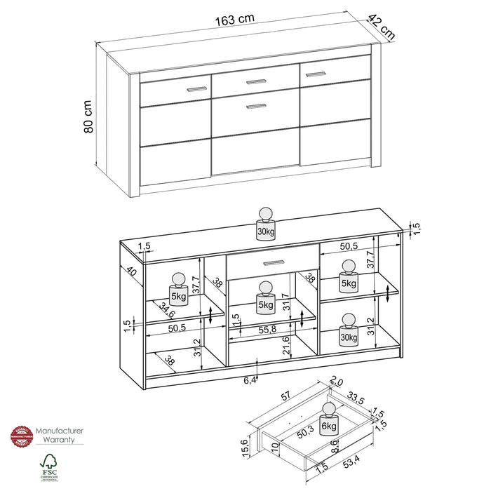 Hometrend | Hartford 84-01 Sideboard | Asteiche massiv geölt / Wild Eiche