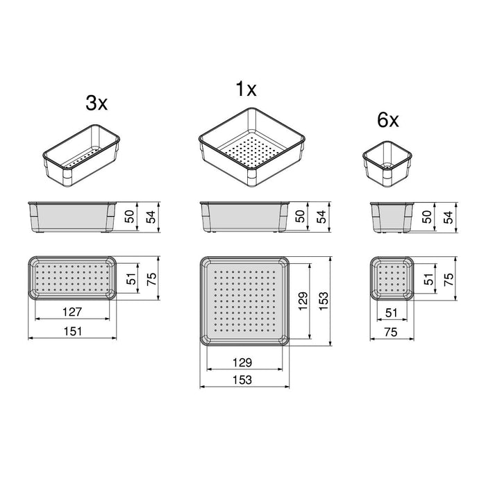 Emuca Organizer-Würfel-10er Cube Kit Schublade, Kunststoff, Transparent