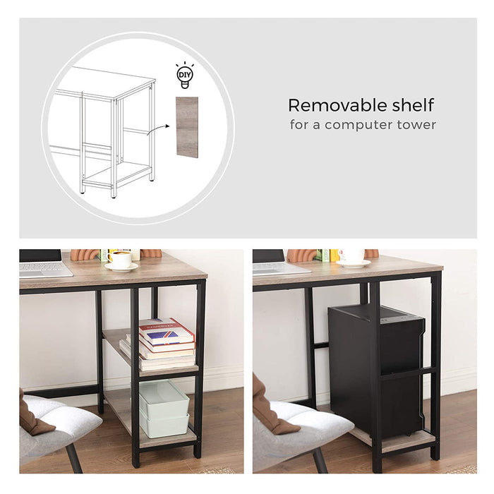 NEU | VASAGLE | Schreibtisch einfacher Aufbau Greige-Schwarz