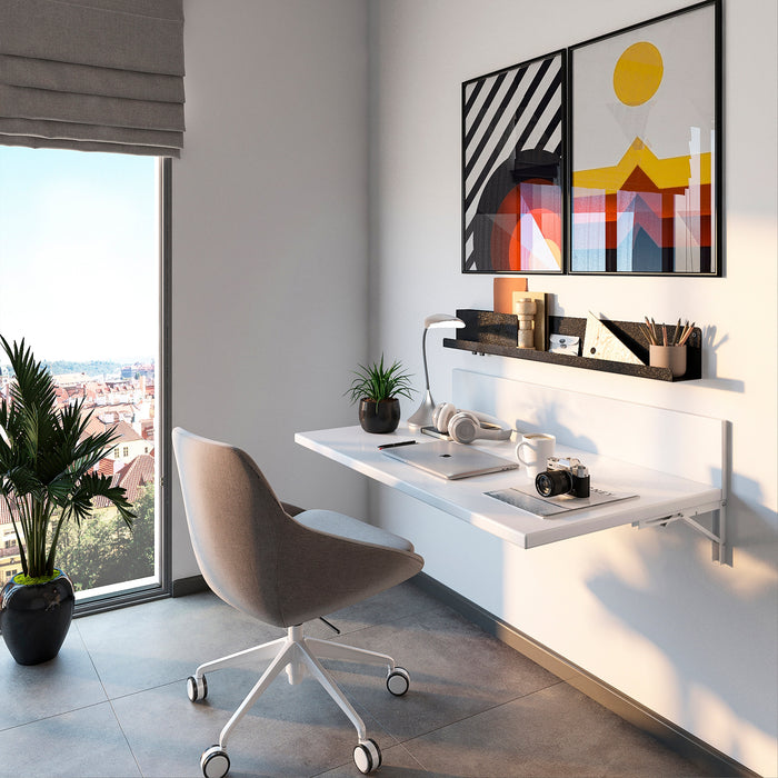 Emuca Satz Klappbarer Stützen, L 403mm, Stahl, Weiß lackiert