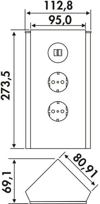 Naber | Mira Eck Glas USB | Ecksteckdosenelement | Edelstahl | Glas weiß