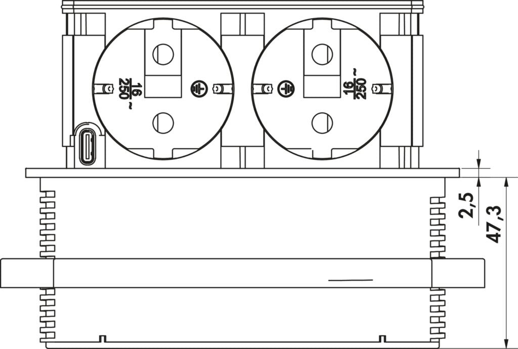 Naber Piccolino, Steckdosenelement, Blende gunmetal
