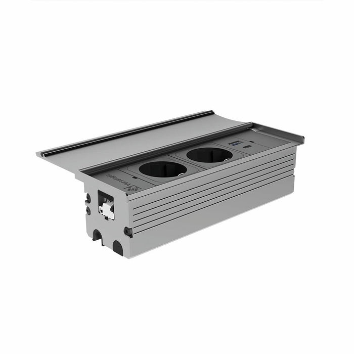 Naber | VersaLid USB A/C, Steckdosenelement, Deckel Aluminium eloxiert