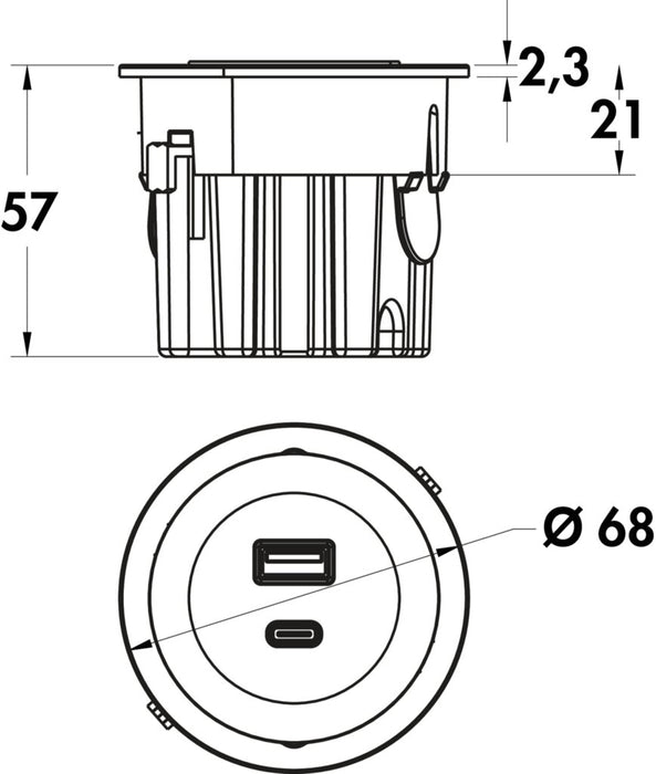 Naber | VersaDot Lite USB A/C, Ladestation, weiß matt