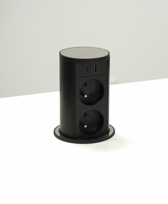 Naber | VersaLift USB A/C, Steckdosenelement, mit belgischen/französischen Steckdosen, Edelstahl gebürstet