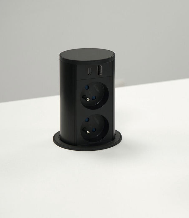 Naber | VersaLift USB A/C, Steckdosenelement, mit belgischen/französischen Steckdosen, gunmetal