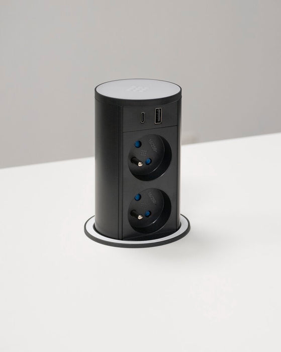 Naber | VersaLift USB A/C, Steckdosenelement, mit belgischen/französischen Steckdosen, Acrylglas, weiß matt